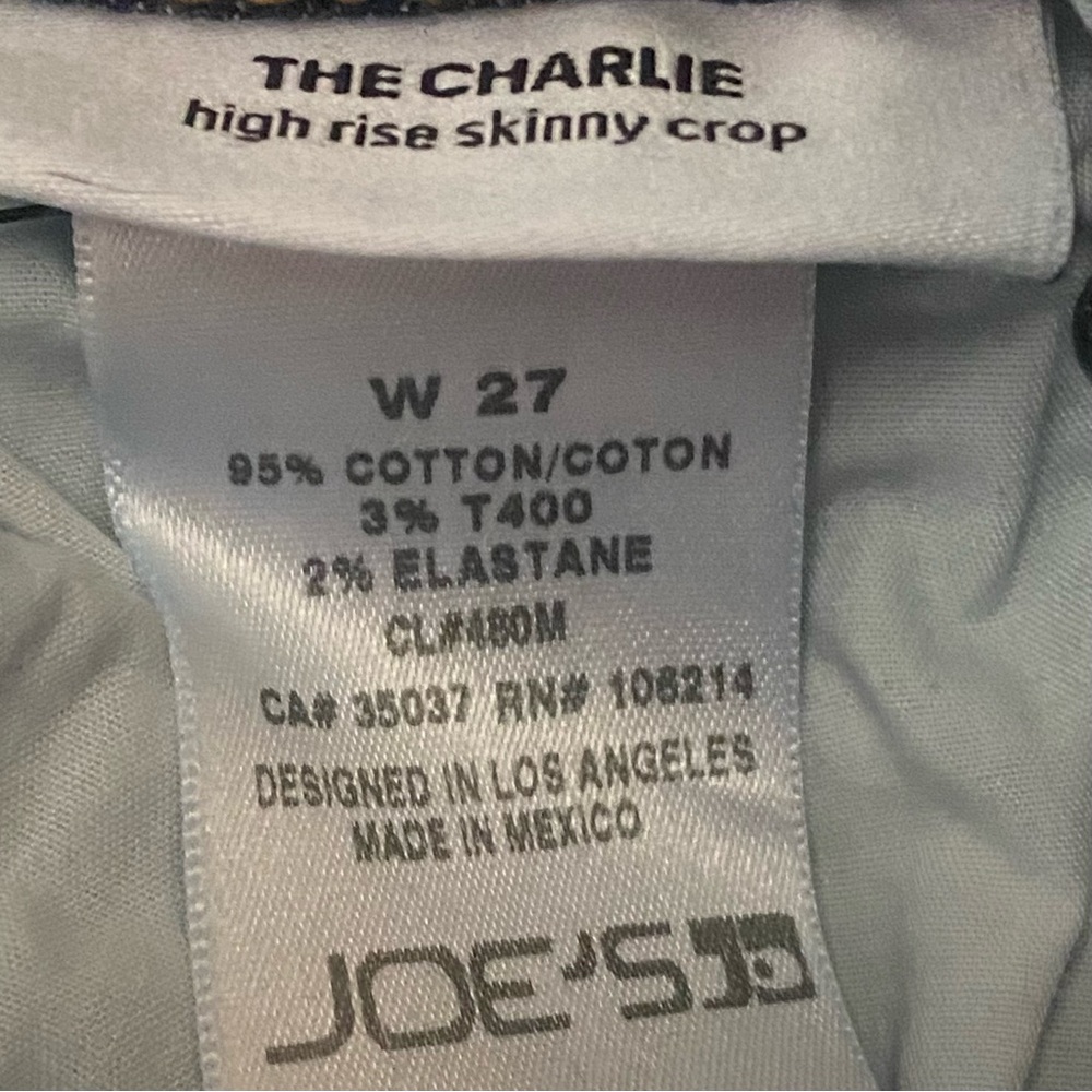 Joe's The Charlie High Rise Skinny Crop Skinny Blue Denim Sz W 27 - Picture 12 of 16